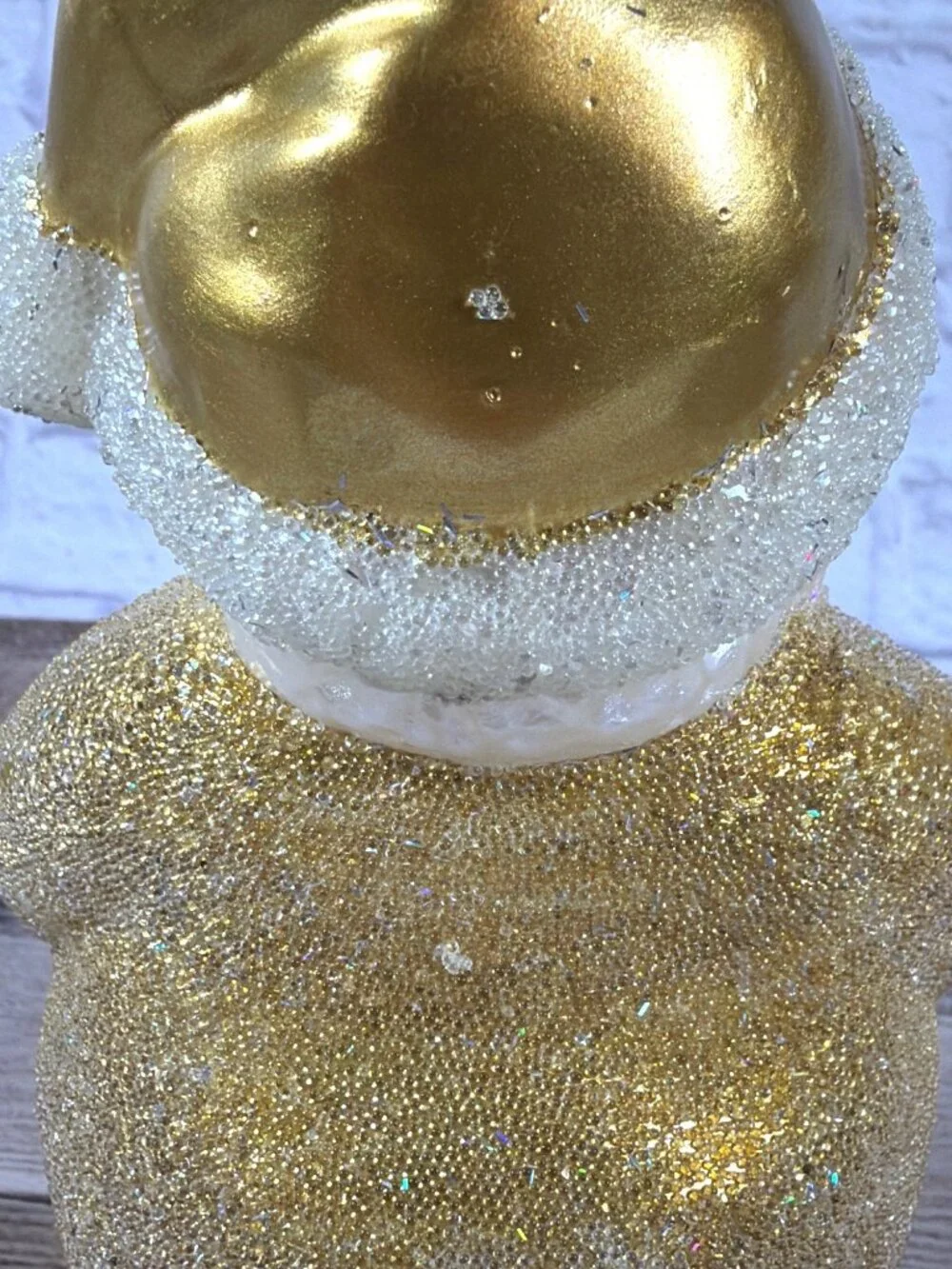 Vintage Candle Pottery Barn 1998 Gold Glitter Santa Claus Christmas Holiday